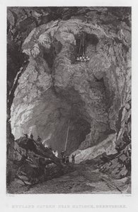 Rutland Cavern, poblíž Matlock, Derbyshire (rytina) od Thomas (after) Allom