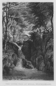 The Lower Fall at Rydal, Westmorland (rytina) od Thomas (after) Allom