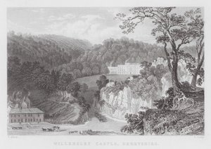 Hrad Willersley, Derbyshire (rytina) od Thomas (after) Allom