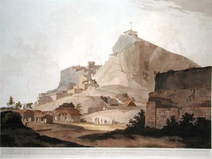 Jihovýchodní pohled na Trichinopoly, deska 49 z „Oriental Scenery: Twenty Four Views in Hindoostan“, vyryté Thomasem a Williamem (1769-1837) Daniell od Thomas (after) Daniell