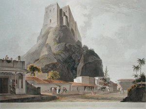 Velká pagoda, Trichinopoly, deska 46 z knihy "Orientální scenérie: Pohledy na Hindoostan", vyryli Thomas a William (1769-1837) Daniellovi od Thomas (after) Daniell