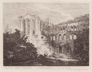 Opatství Rievaulx (rytina) od Thomas (after) Girtin