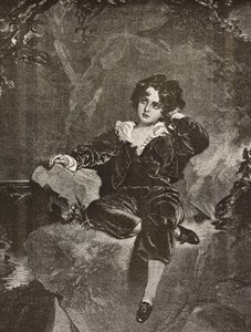 Portrét mistra Lambtona jako chlapce, Charles William Lambton, červený chlapec, rytina z obrazu Thomase Lawrence z L