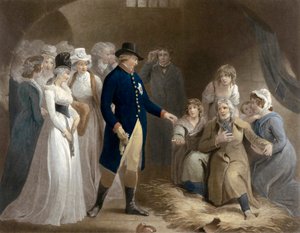 George III navštíví věznici v Dorchesteru. Královská dobrota.