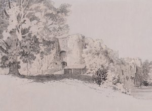 Hrad Chepstow (pero, štětec a inkoust na kvašové půdě) od Thomas (attr. to) Tudor
