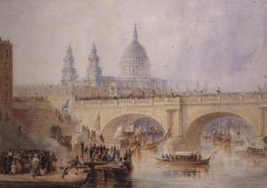 Vylodění Lord Mayor u Blackfriars Bridge, c.1830 od Thomas Allom