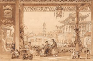 Terasa mandarinského domu v Pekingu od Thomas Allom