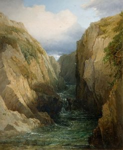 Soutěska a řeka v Irsku, 1860.