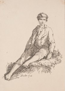Vzorky polyautografie: Chlapec sedící na travnatém břehu od Thomas Barker