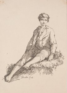 Vzorky polyautografie: Chlapec sedící na travnatém břehu, 1803.