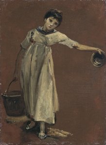 Dívka nesoucí vědro (olej na plátně) od Thomas Barker of Bath