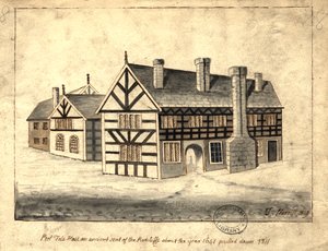 Pool Fold Hall, Manchester, 1819 (pero a inkoust a mytí na papíře)