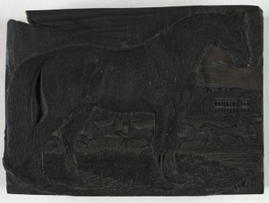 Woodblock pro Černého koně, z Obecné historie čtyřnožců od Thomas Bewick