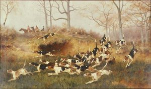 In Full Cry, cca 1880 (olej na plátně)
