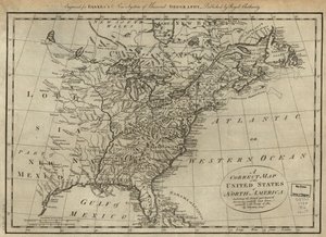 Správná mapa Spojených států severoamerických včetně britských a španělských území, pečlivě sestavená podle smlouvy z roku 1784. LOC 74692103 od Thomas Bowen