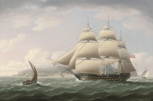 Loď Čestné východoindické společnosti Dunira proplouvající zátokou Funchal na ostrově Madeira - Thomas Buttersworth od Thomas Buttersworth