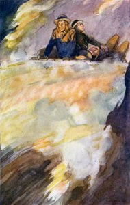 Ilustrace k Cestě do středu Země od Julese Verna (barevné lito)