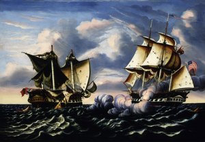 Zajetí fregaty H.B.M. Macedonian americkou fregatou United States, 25. října 1812 od Thomas Chambers