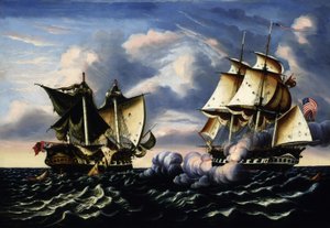 Zajetí fregaty H.B.M. Macedonian americkou fregatou United States, 25. října 1812 od Thomas Chambers