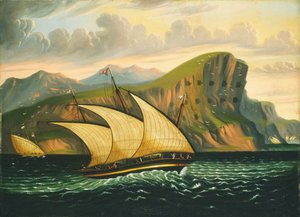 Felucca u Gibraltaru, polovina 19. století.