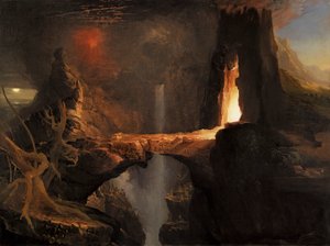 Vyloučení. Měsíc a světlo ohně od Thomas Cole
