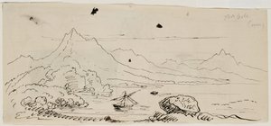 Landscape Sketch, 1841 (pero a černý inkoust na krémově tkaném papíře) od Thomas Cole