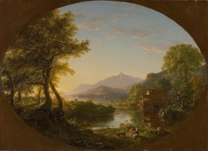 Mlýn, západ slunce od Thomas Cole
