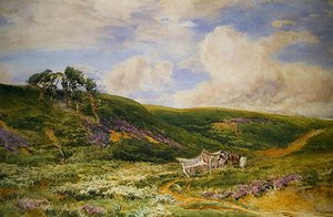 Krajina s vozíkem (akvarel na papíře) od Thomas Collier