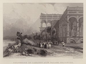 Kolonáda paláce Saadat Ali, Ghazipur (barevné lito)