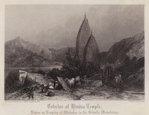 Exteriér chrámu Hindoo (barva litho)