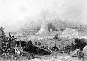 The Great Temple, Hurdwar, with Procession of Hindu Pilgrims, vyryl W. Finden, z 
