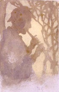 Woodlander aneb Piping to the Never Land (akvarel) od Thomas Cooper Gotch