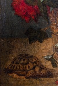 Bouquet de fleurs, detail: tortue, cca 1862 nebo 1871 (Olej na plátně) od Thomas Couture