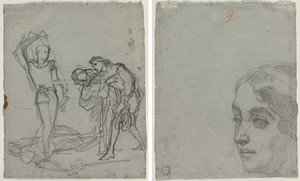 Duel po maškarním plese (recto); Hlava ženy (verze) od Thomas Couture