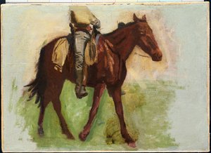 Náčrt pro "Cowboys in the Badlands" od Thomas Cowperthwait Eakins