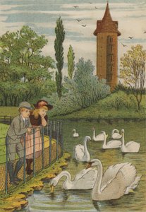 Paříž: labutě (barva litho) od Thomas Crane