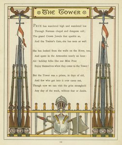 Verš o Tower of London s obrázky brnění a zbraní od Thomas Crane