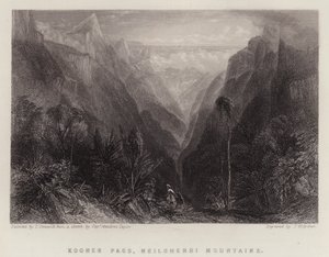 Průsmyk Kooner, pohoří Neilgherri (barevné lito) od Thomas Creswick