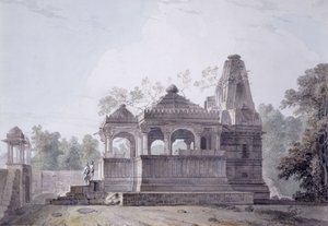 Hinduistický chrám v pevnosti Rohtas, Bihar, od Thomas Daniell