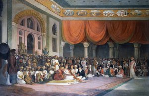 Charles Warre Malet uzavírá smlouvu s Peshwa z Maratha Empire v roce 1790 v Durbaru od Thomas Daniell