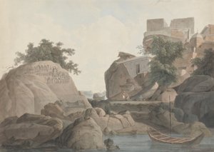 Fakírova skála v Sultanganj, na řece Ganga od Thomas Daniell