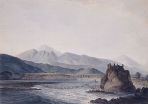 Lanový most, Srinagar, Garhwal, Uttar Pradesh, od Thomas Daniell