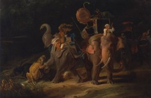 Lov tygrů ve východní Indii [1798, Royal Academy of Arts, Londýn, katalog výstavy] od Thomas Daniell