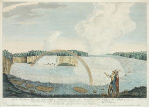 Východní pohled na Velký katarakt Niagara, vyrytý J. Fougeronem, c.1763-68