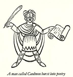Caedmon (litografie) od Thomas Derrick