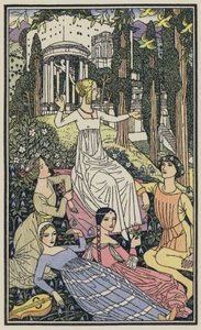Ilustrace k Boccacciovu Dekameronu (barevná litografie)