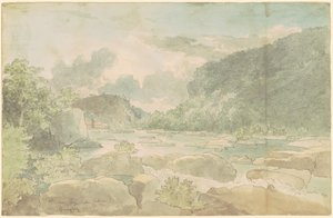 Harpers Ferry from Below, c.1825-26 (pero a inkoust s akvarelem na papíře) od Thomas Doughty