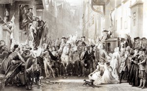 Princ Charles Edward (1720-88) a Highlanders vstupující do Edinburghu po bitvě u Prestonu, 21. září 1745 (viz 105438)