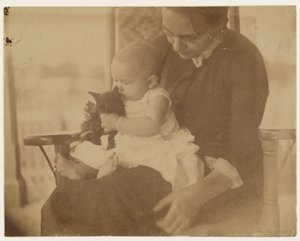 [Frances Crowellová a dítě s kotětem] od Thomas Eakins