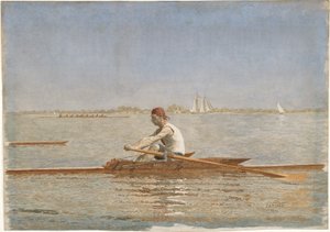 John Biglin v jedné lebce, 1873 (wc na papíře) od Thomas Eakins